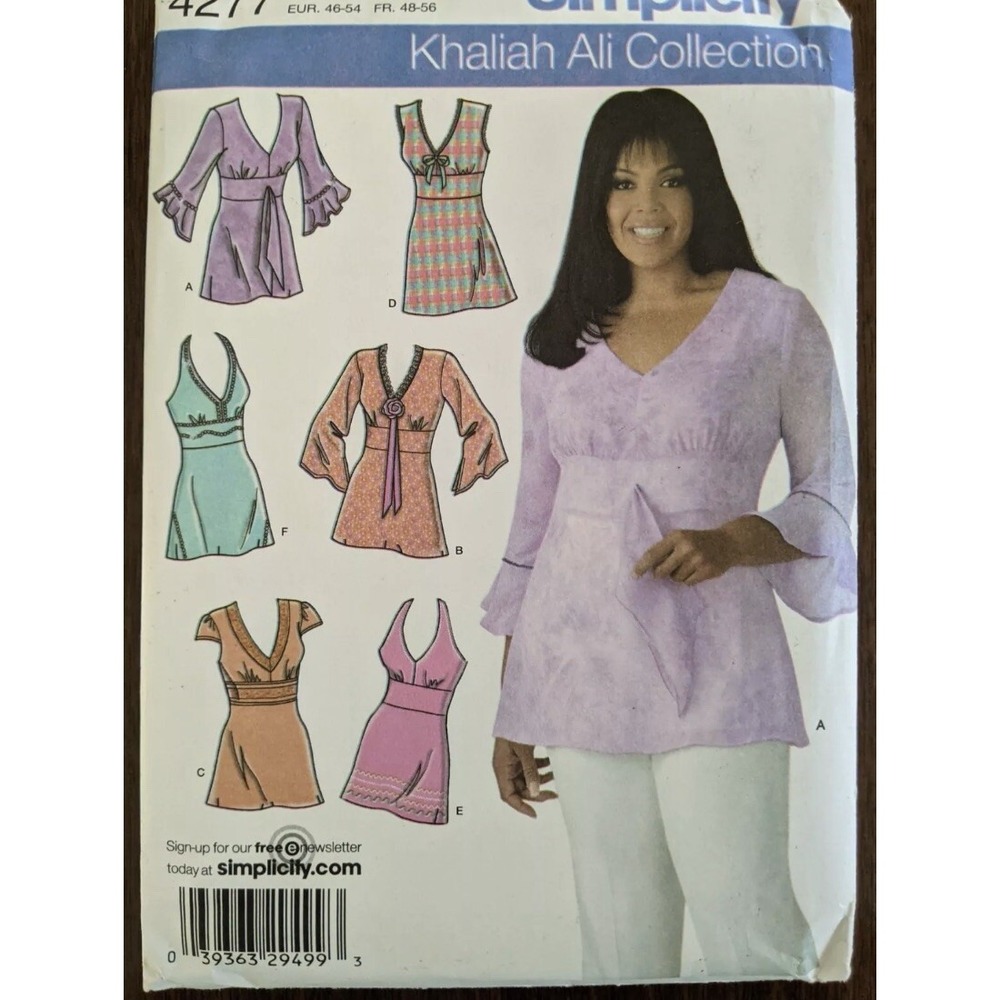 Simplicity 4277 Khaliah Ali Collection Tunic Sewing Pattern Size 10-18 UNCUT
